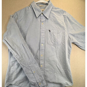 Abercrombie & Fitch Shirt XL Blue Men's Chambray Denim Moose Icon Camping Shirt